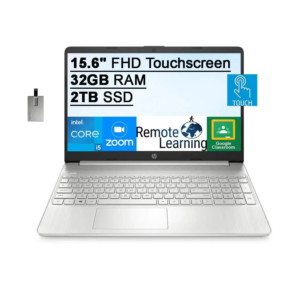 IPS Computer, Intel Windows SSD, SnowBell Touchscreen Intel HD i7-1065g7), Core Laptop 11S, Xe (Beats i5-1135G7 32GB HD RAM, 2TB USB FHD HP Audio, Graphics, Iris Webcam, 15.6" 32GB Card 2021 Silver,