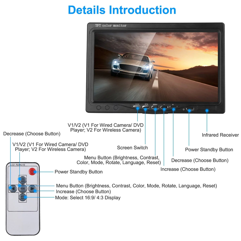 2.4G System Signal IP67 Van with Reverse Trunk SUV Vehicle Car Waterproof Car Screen Kit System Wireless View Parking Rear Backup Night 7In Camera for Vision Stable Monitor iMounTEK
