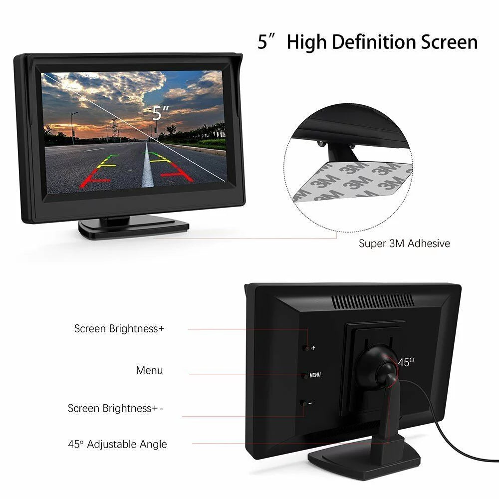 Rear Camera Monitor Parking Backup View Night HD 5inch + Vision Car System