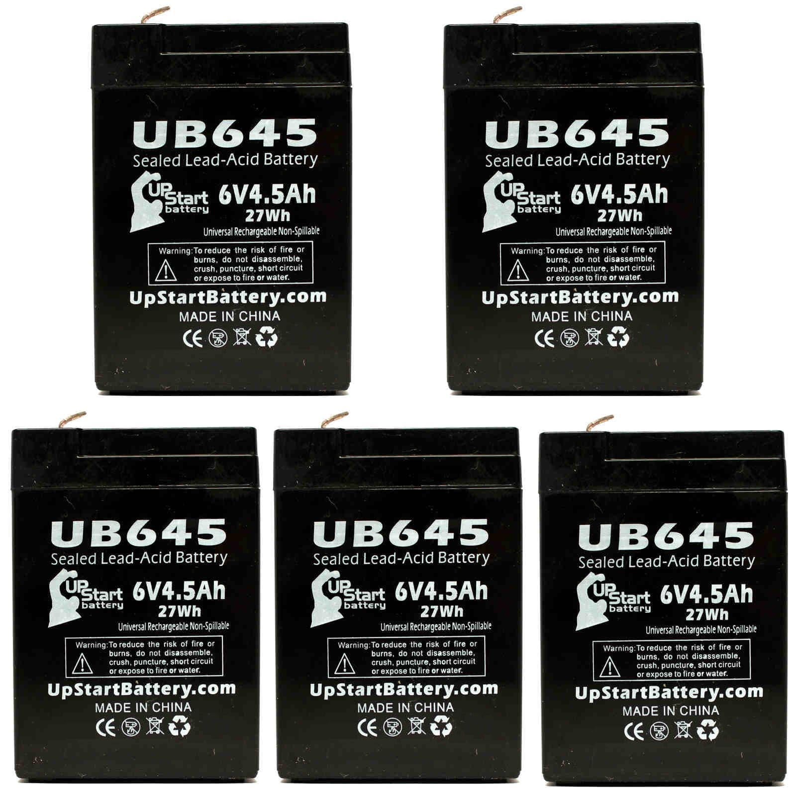 Acid F1 Replacement Battery Includes - (6V, BCPRO to 5x Lead AGM, UB645 850 Terminal, SLA) 10 Universal 4500mAh, Terminal Tripp 4.5Ah, Adapters Lite F1 - Sealed Pack F2 Battery - Compatible