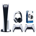 Playstation PULSE Controller White Sony Disc Surge Extra Dual 3D Console Controller, White Bundle Dock and Headset Charge Version with 5