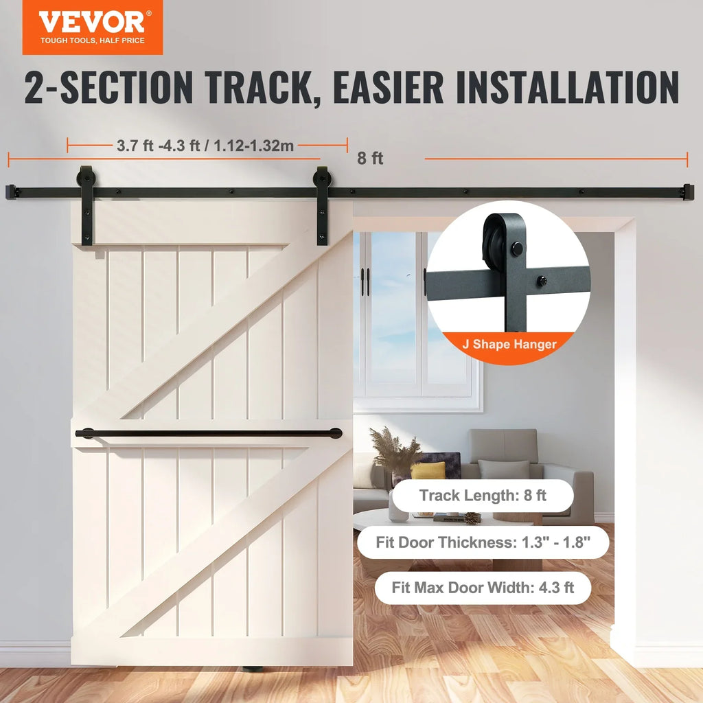 Door Door Hardware Single Track J Sliding 8FT for Hanger BENTISM Barn Kit Closet