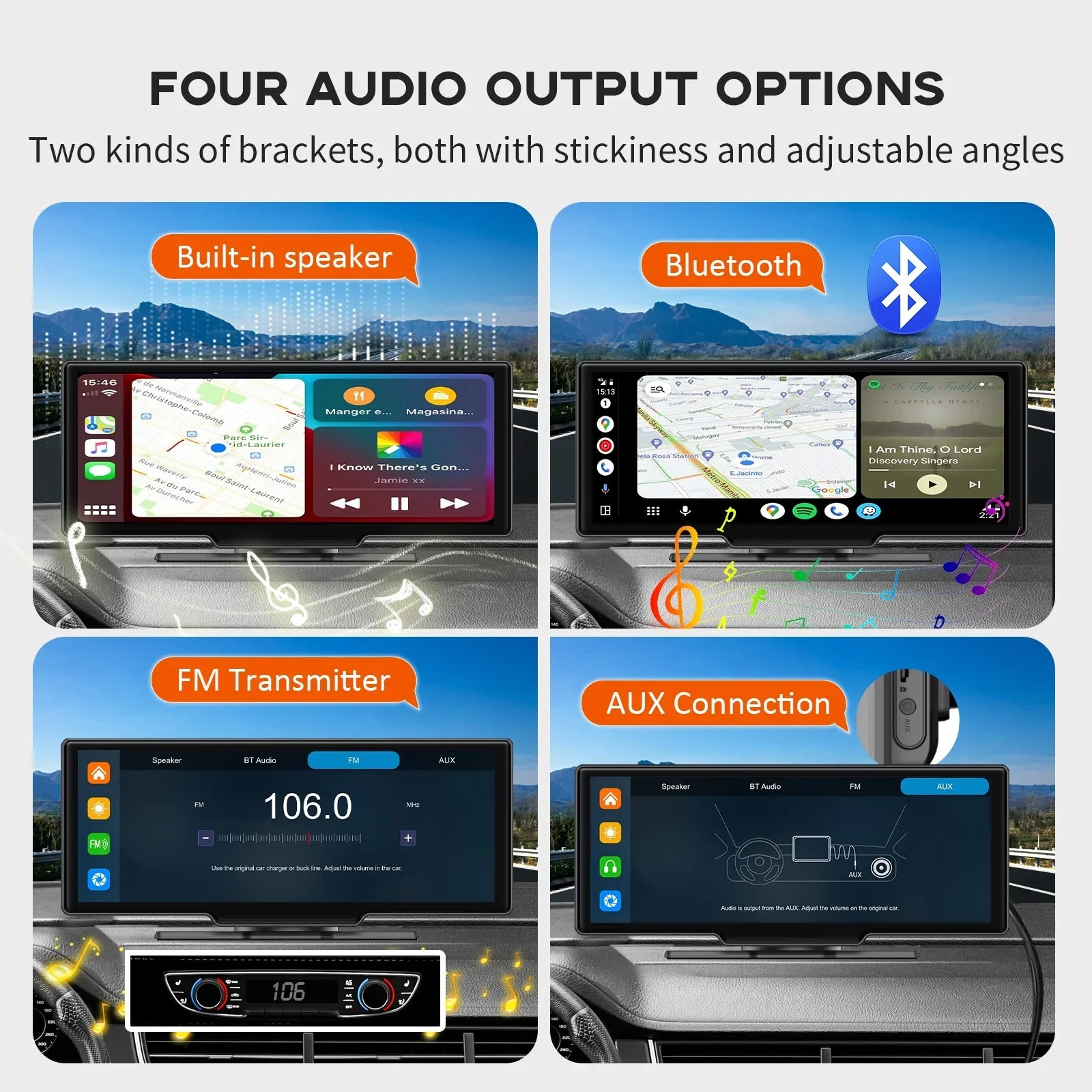 Play Touch Carplay Wireless Apple Screen Adapter Herilary Cam, Car Screen 2.5K with 10.26" Car Carplay Wireless Auto Android Mirror Dash Link/Siri/Wifi/Bluetooth/Double Din Stereo