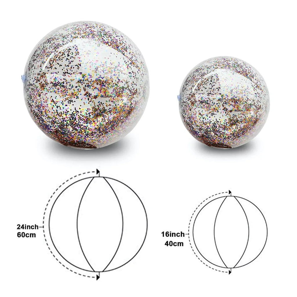 Beach Sand 24 Party 6 Premium Junipel Beach Beach Beach Theme | Confetti Ball Decoration, with & Glitter of Water Toy Supplies Inch Pool Summer Balls Inflatable Party for 16 -Set