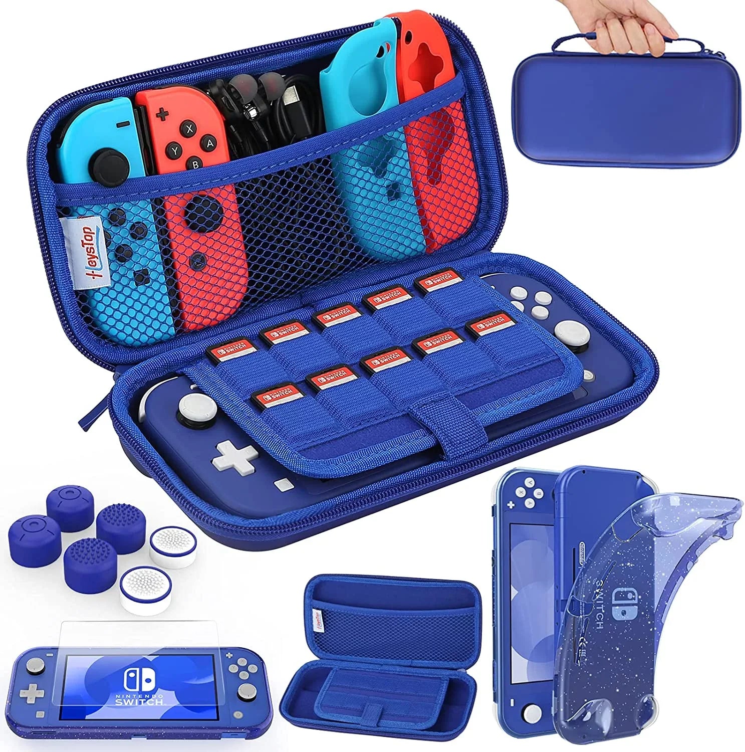 Nintendo HEYSTOP Case Lite and for Case Lite Travel Glitter Thumb Lite,Protective Switch Portable Carry Cap,Blue Console Case Nintendo Accessories,Switch for Hard Protective Switch with and TPU Case