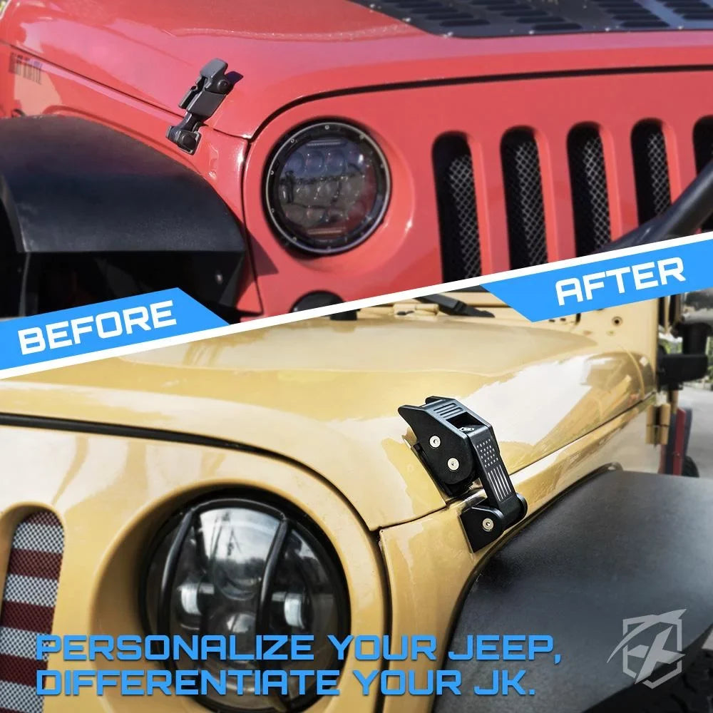 & Jeep 2018+ Xprite Black JK Jeep 2007-2018 for U.S. Wrangler Hood Latch Wrangler Kit with Flag JL Aluminum