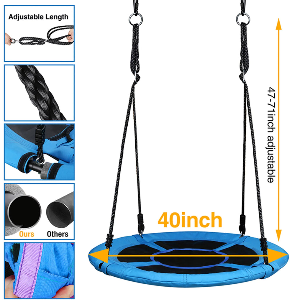 and 440lbs Saucer Metal Tree Set Swing Trekassy Metal Swing with Stand 40 Inch A-Frame Duty Swing, Swivel Heavy