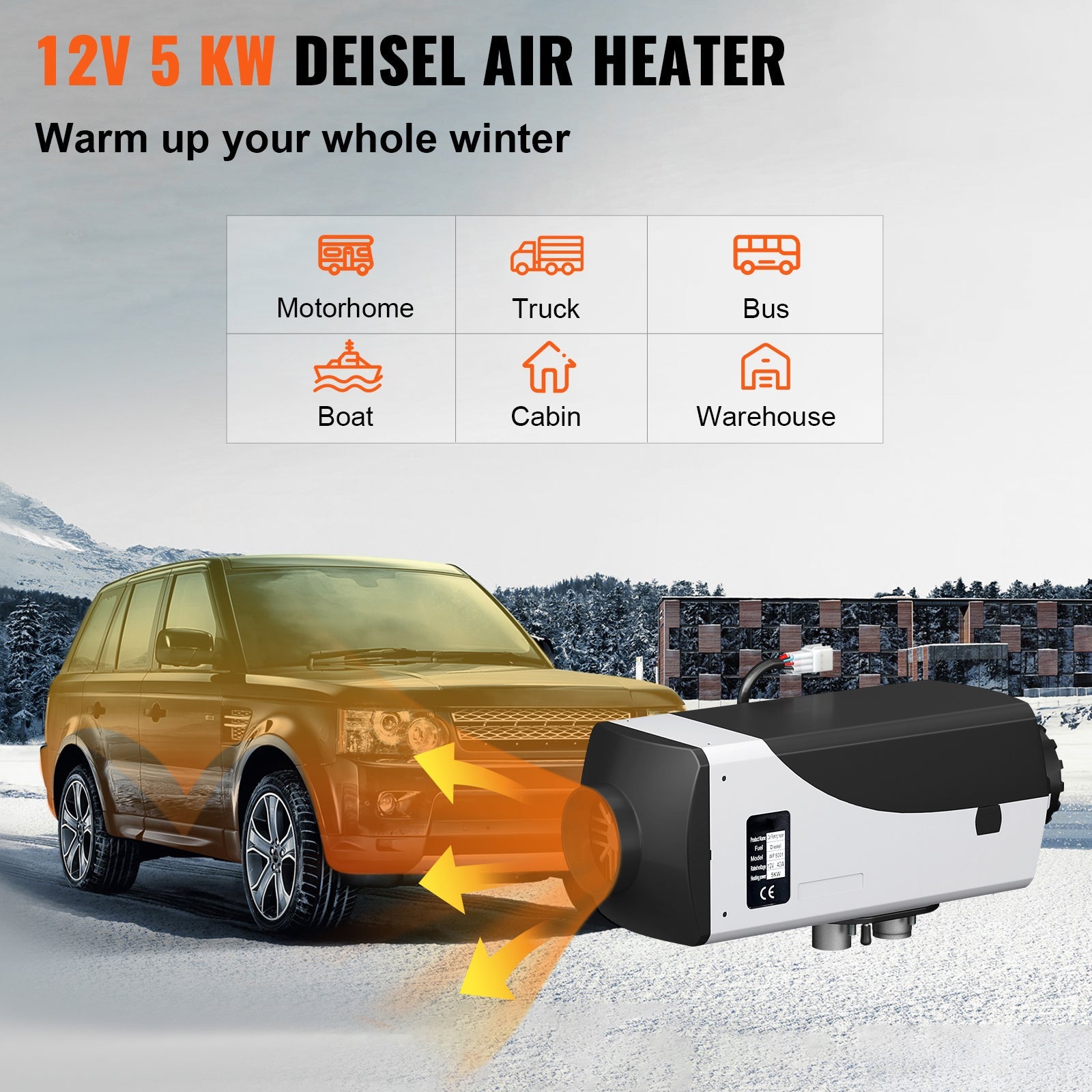 Control and LCD 12V Muffler Trailer and Heater Heater Air Diesel Thermostat 10L Diesel 5KW for Bus SKYSHALO Tank Motorhomes Parking with Boats Heater Remote Diesel RV