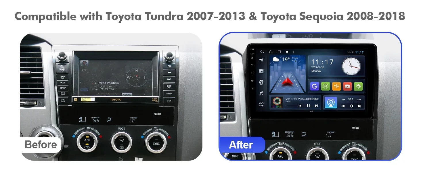 Screen Car Din Tundra Auto IPS Touchscreen Car Android inches Support & 2007-2013 Camera FM GPS Stereo & Sequoia 2008-2018 with Carplay Android Double 2+32G Backup Toyota BT 10 Radio for 10.1 Navi