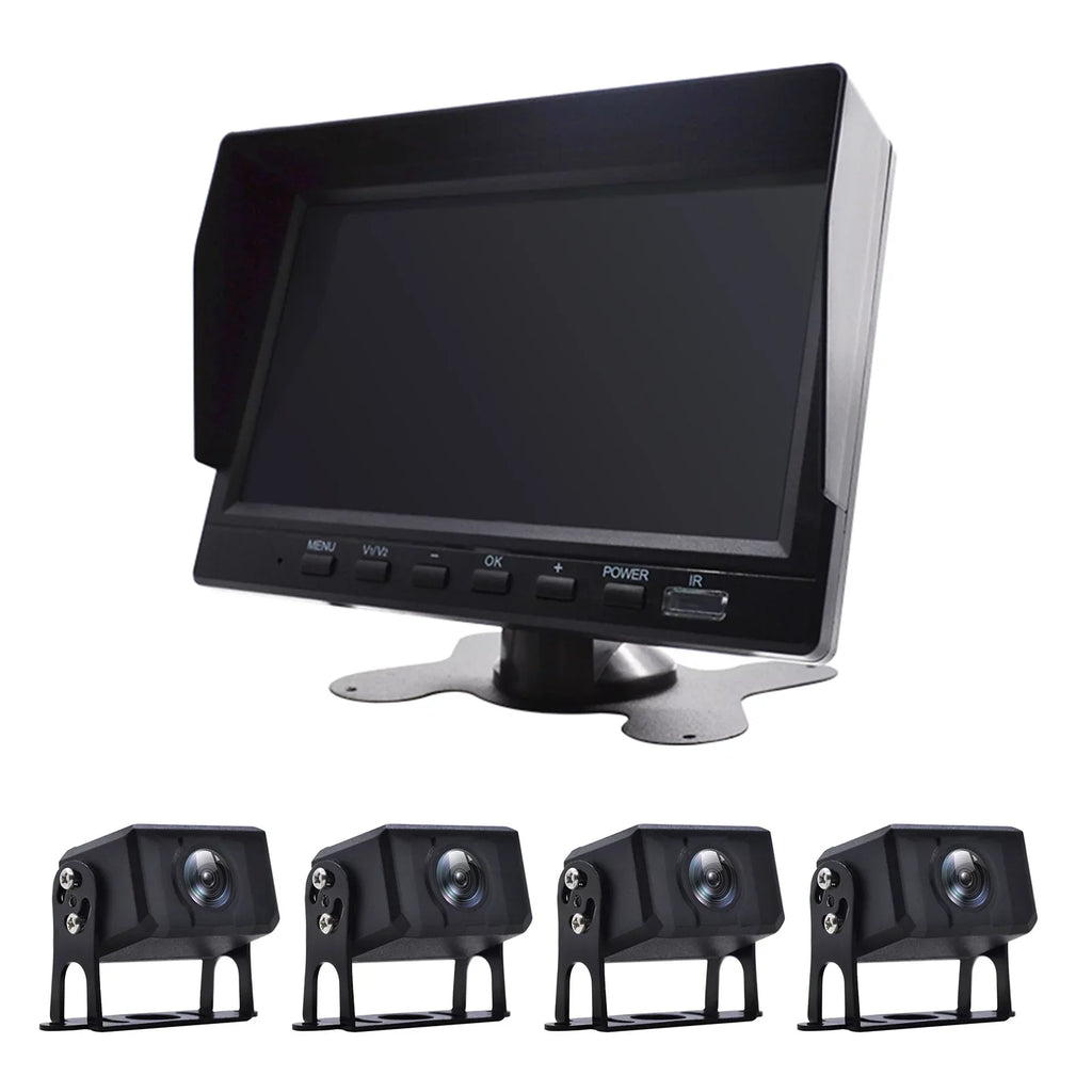 DVR RV Monitor Bus+4 View Rear Recorder Camera Video Driving for 7" Truck Backup