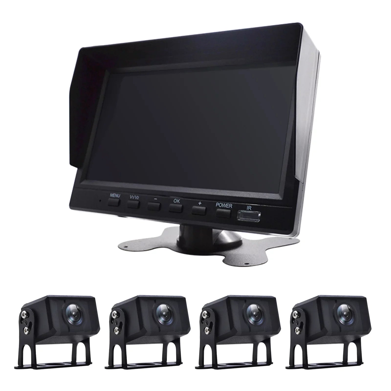 DVR RV Monitor Bus+4 View Rear Recorder Camera Video Driving for 7" Truck Backup
