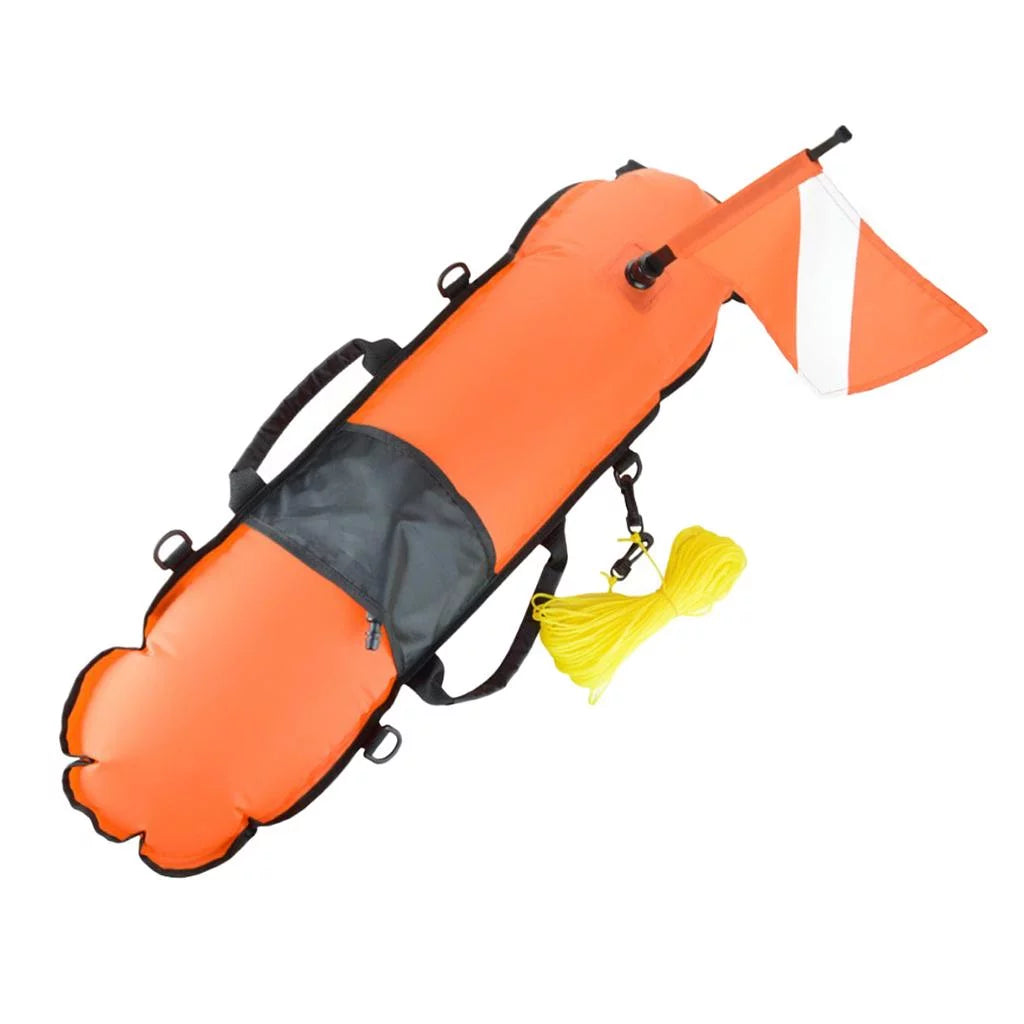 Oral Buoy 20m Float Diver Snorkeling, Diving , Flag, D-, Inflator High with Safety Scuba Freediving Visible Spearfishing,