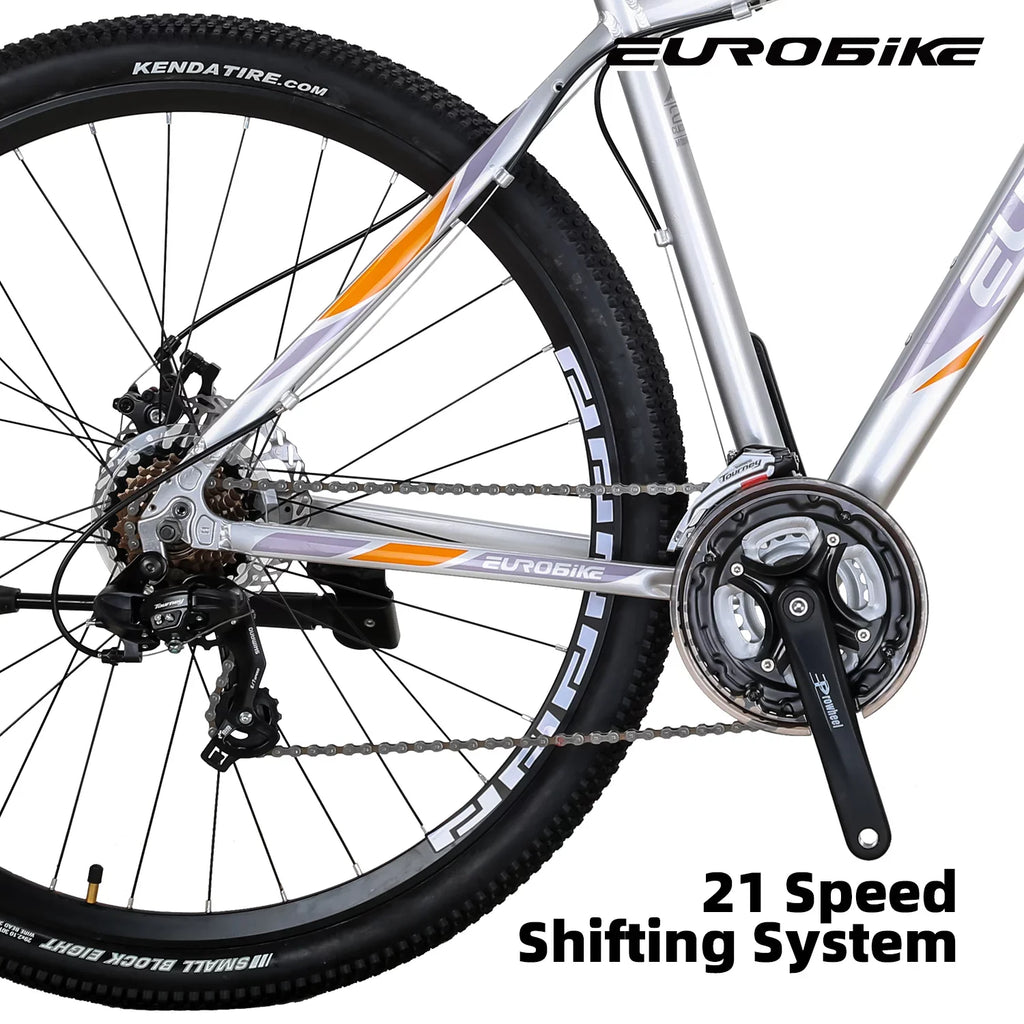 21 Speed,Dual Disc Eurobike Mountain Mountain Silver Mens 29 Adults Aluminum, Bicycle for 29er, 19 Bike, Multi-Spoke X9 inch Inches, Brakes, Bikes