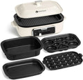 Grill YANPO Lid HotPot, Stir Grilling, Skillets Removable White Dessert, Pot, Paella Set Fry, Pasta Classic Mushroom Griddle BBQ, Indoor Set, Grill 5 Versatile Electric with Plates, for Nonstick