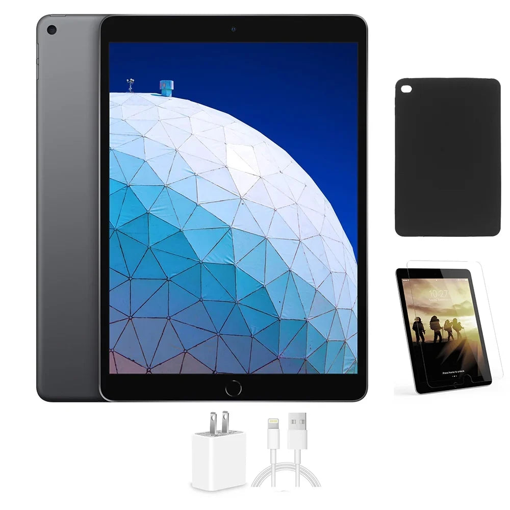 (Refurbished) Restored Gray, Charger Only, Air 16GB, Generic Wi-Fi 9.7-inch, Tempered Bundle: Apple Case, 2 Glass, Space with Comes iPad