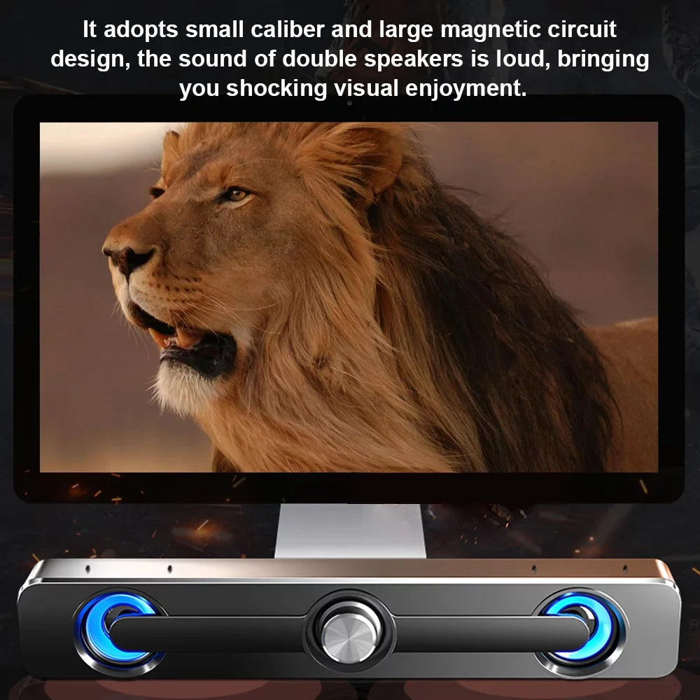 111 match Speaker Blue Subwoofer Wired USB Decoration Stereo V Powerful Bar All Andoer Bass Light, LED Speaker Computer