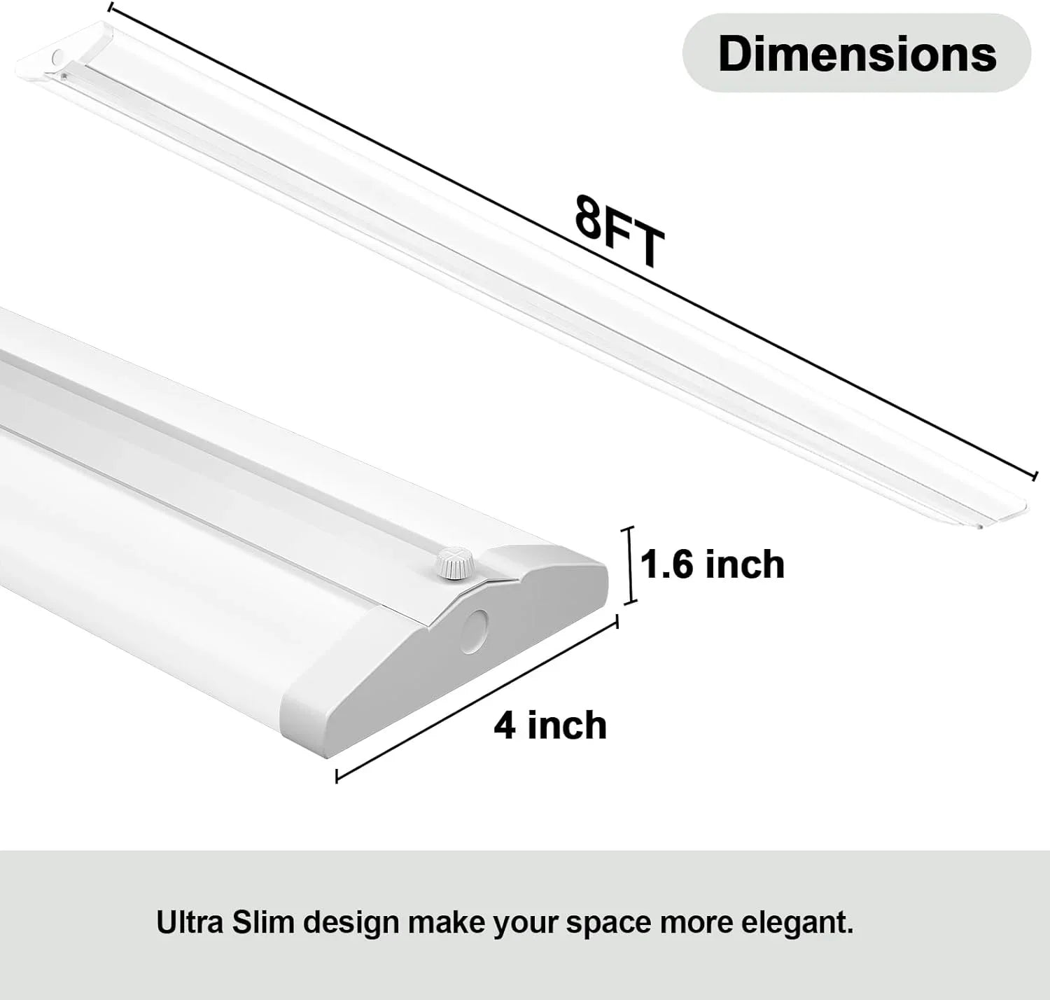 Fluorescent Commercial for LED Lights, Ultra Mount Equiv.], Office Flush Grade 5000K, Pack Wraparound Warehouse, Slim 12500LM, Strip 4 8 Light Garage T8 LED [6-lamp Foot QCAI Shop 110W 8FT Compact