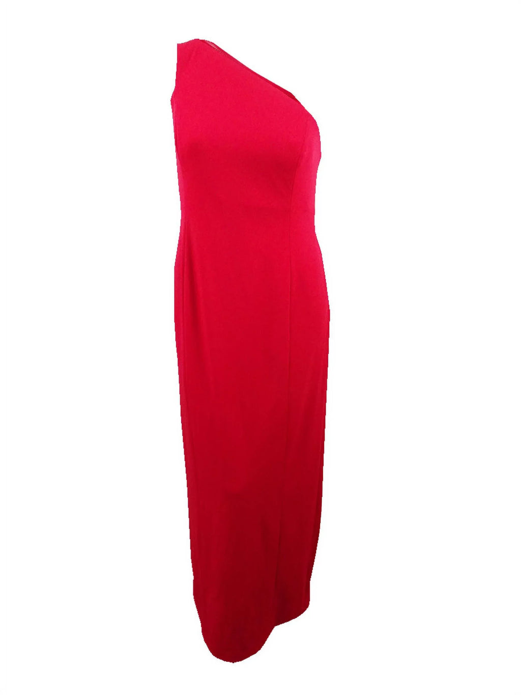 Red) One-Shoulder Slit Gown Women's (14, Klein Calvin