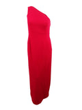 Red) One-Shoulder Slit Gown Women's (14, Klein Calvin