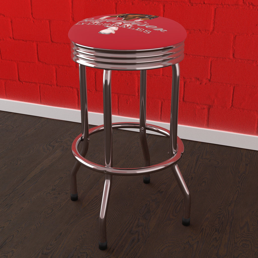 Ribbed Budweiser Clydesdale Chrome Gameroom Red Trademark Barstool