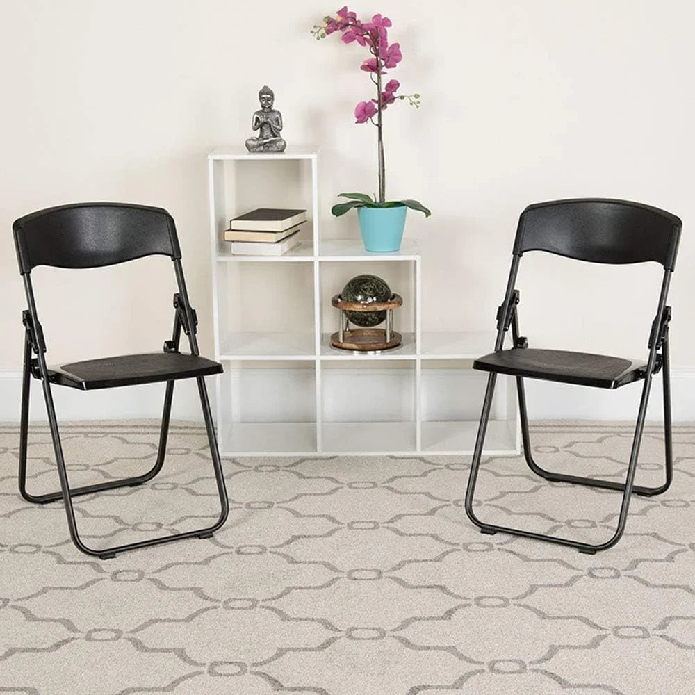 Ganging Chair Heavy Duty Built-In Plastic Capacity HERCULES Series Lb. 500 Brackets Black Folding With
