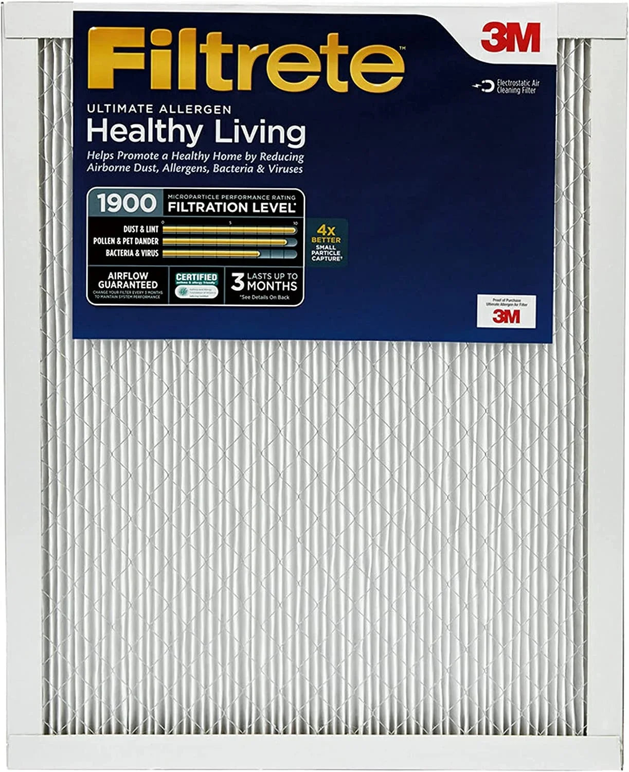 1-Inch 1900, Filters Allergen 13, MPR Pleated MERV Ultimate Filtrete Living Air 2 Filter, 3-Month Air Filters, Healthy
