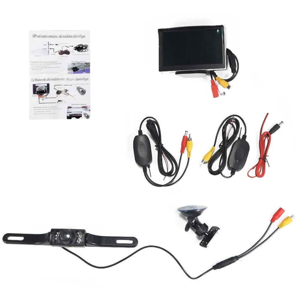 Monitor Wireless Backup Kit Vision Night Rear Waterproof Camera View KingFurt Car HD 5"