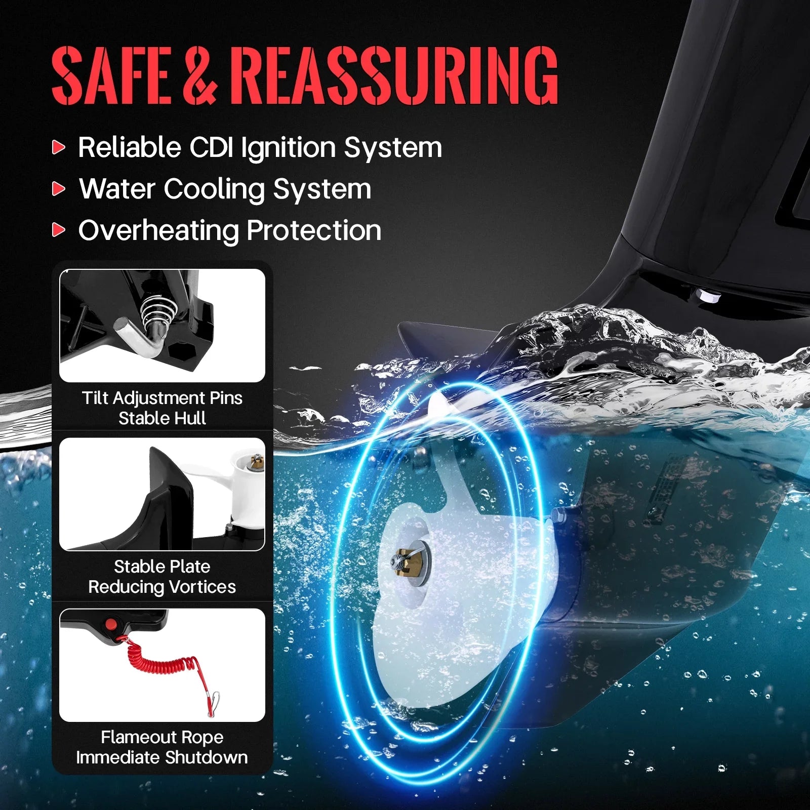 Engine Outboard CDI Fichiouy Water Stroke 18 Fishing HP System Motor Boat 246CC Heavy Duty 2 Cooling