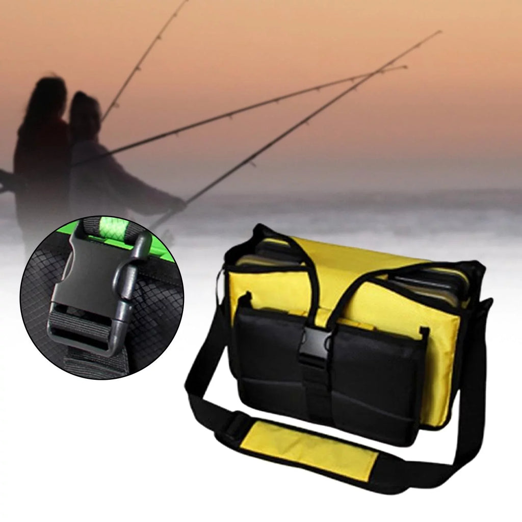 fishing Sea Bag Yellow Bag Tackle Pockets Organizer Fishing Shoulder Case Bag Fishing Hiking Travel for Handbag Tackle Oxford Multiple lures Box