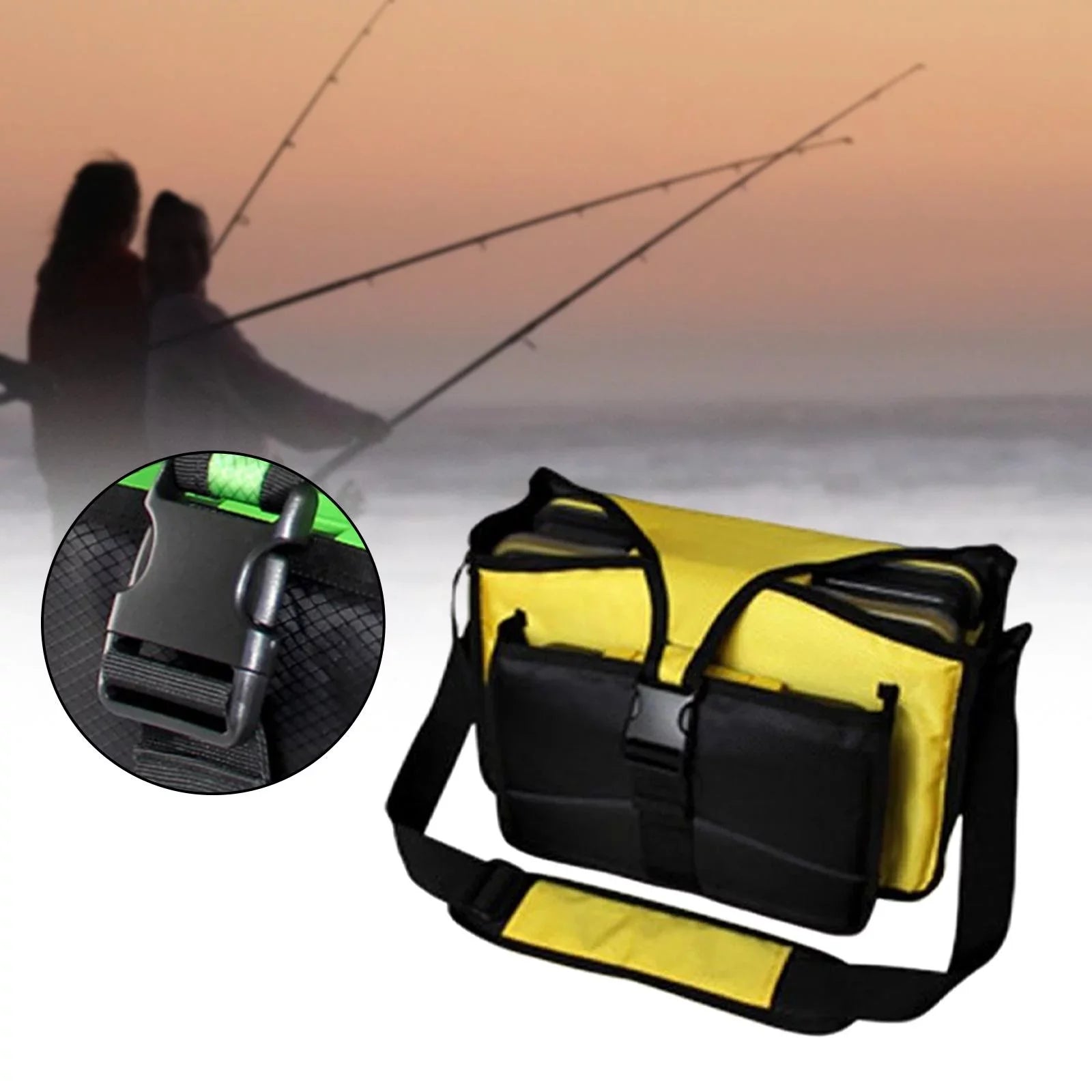 fishing Sea Bag Yellow Bag Tackle Pockets Organizer Fishing Shoulder Case Bag Fishing Hiking Travel for Handbag Tackle Oxford Multiple lures Box