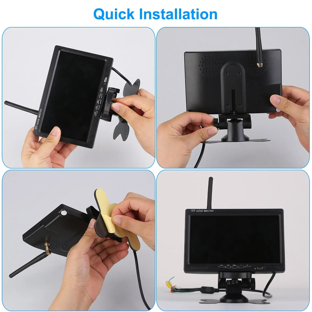 2.4G System Signal IP67 Van with Reverse Trunk SUV Vehicle Car Waterproof Car Screen Kit System Wireless View Parking Rear Backup Night 7In Camera for Vision Stable Monitor iMounTEK