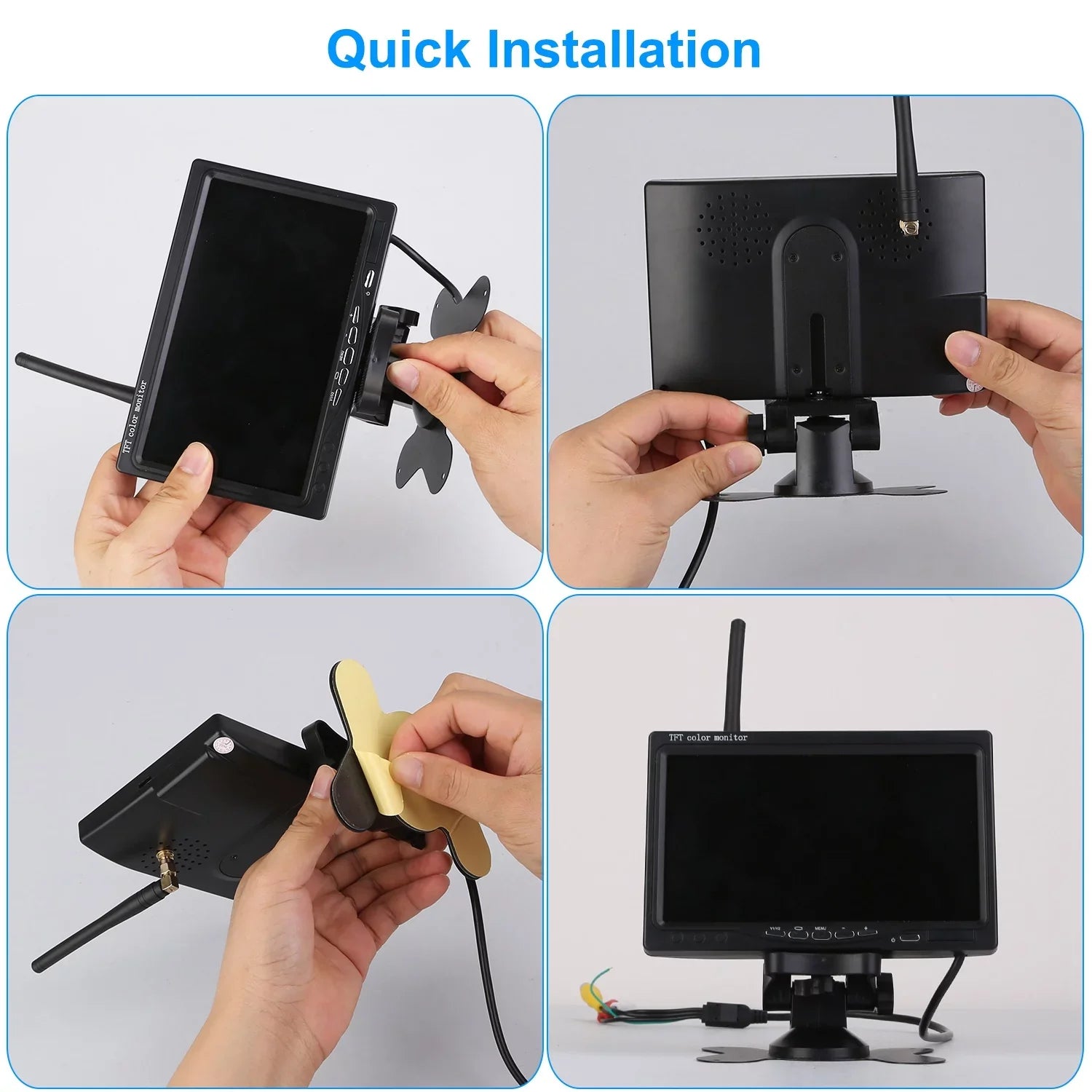 2.4G System Signal IP67 Van with Reverse Trunk SUV Vehicle Car Waterproof Car Screen Kit System Wireless View Parking Rear Backup Night 7In Camera for Vision Stable Monitor iMounTEK