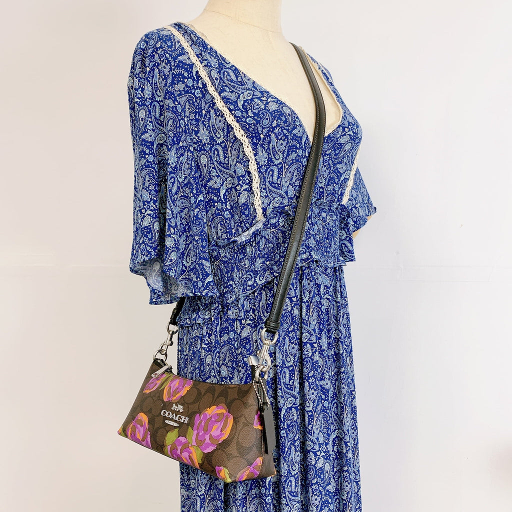 Charlotte Canvas Print Multi Iris Coach Signature Rose In IN Bag Shoulder CL406 With Brown
