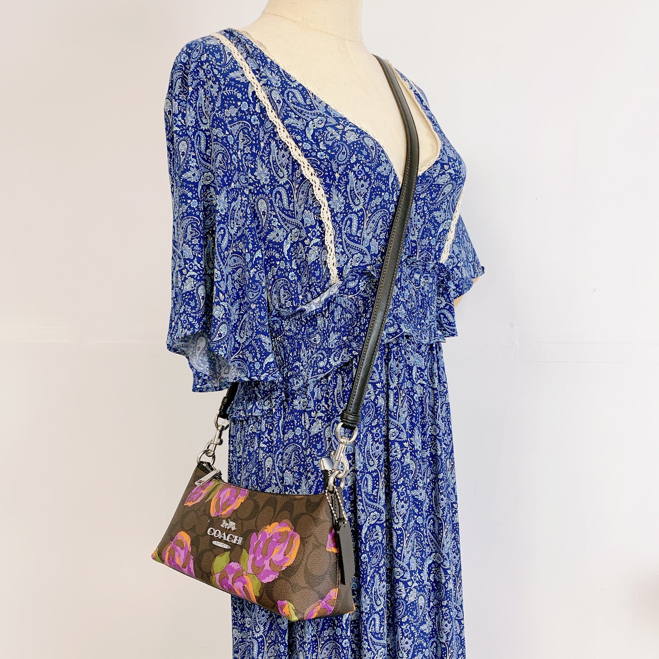 Charlotte Canvas Print Multi Iris Coach Signature Rose In IN Bag Shoulder CL406 With Brown