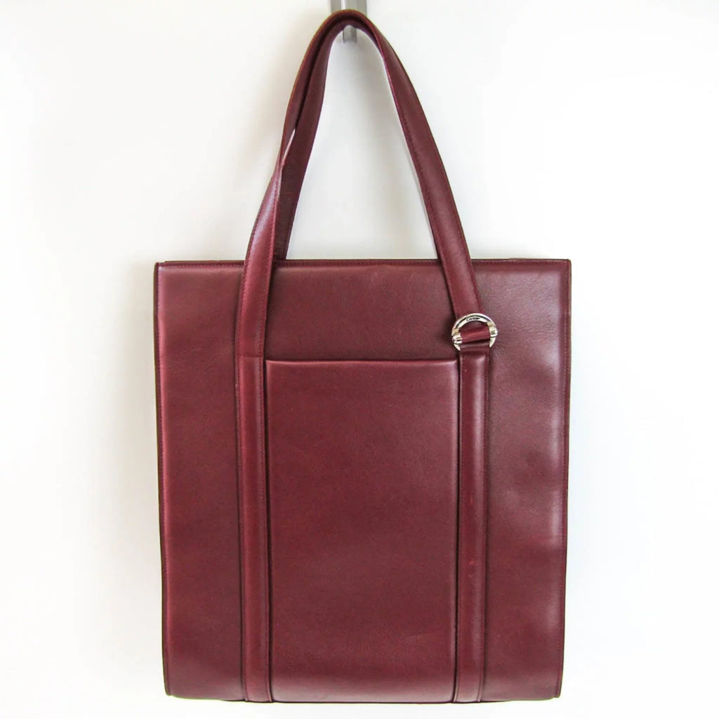 Bag Pre-Owned Tote Cabochon (Good) Cartier Women's Bordeaux Leather