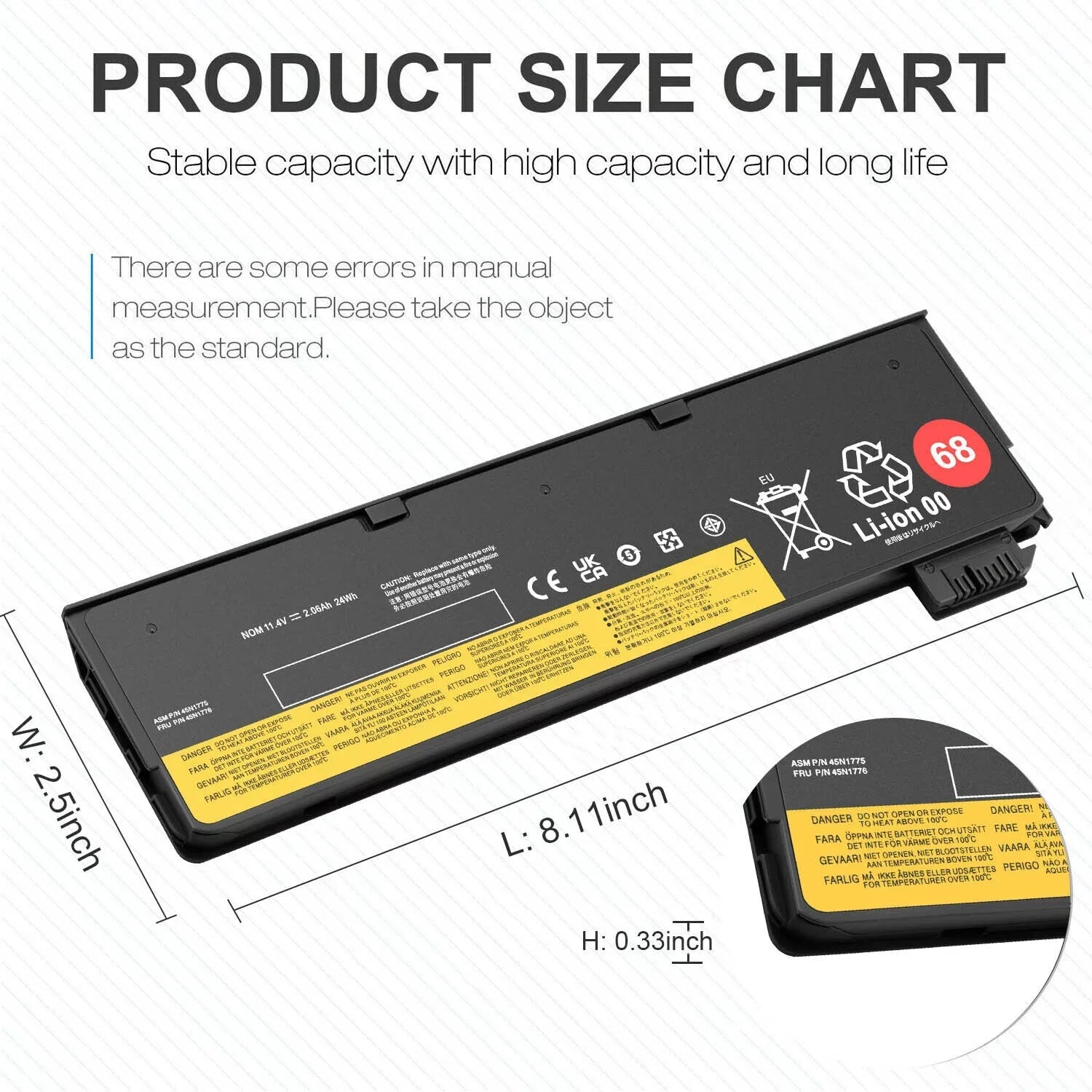 45N1127 T450s X250 T440 ThinkPad Lenovo Battery X240 for 45N1126 45N1127 68 10x