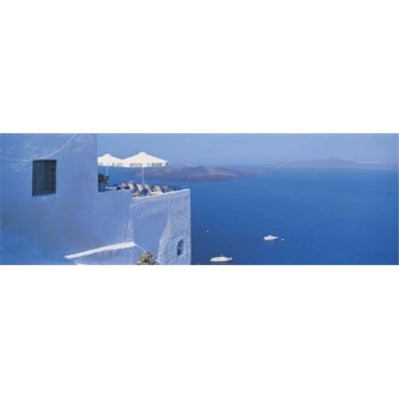 Building Greece 12 Boats Print Poster by - Fira Water 36 Island Santorini x On