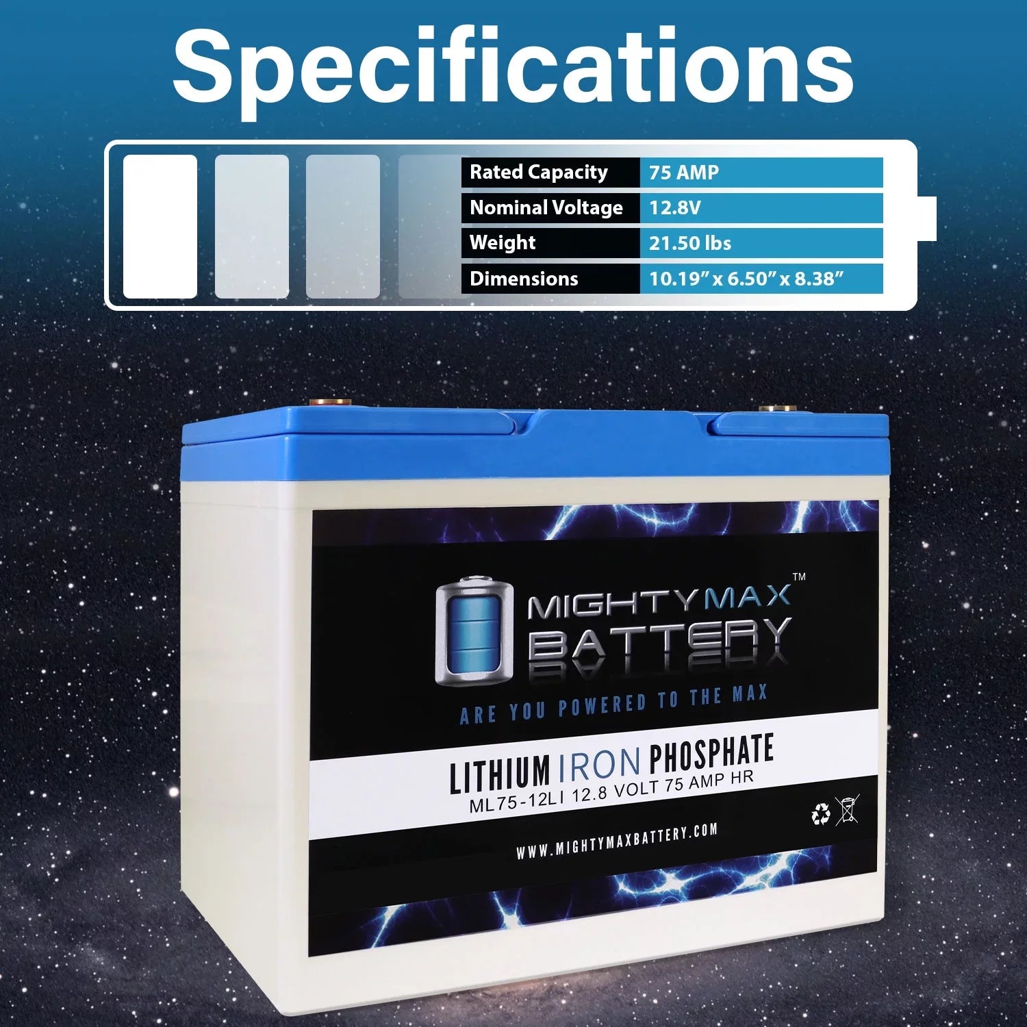 75AH Battery Lithium R-4000 12V for Replacement Quantum