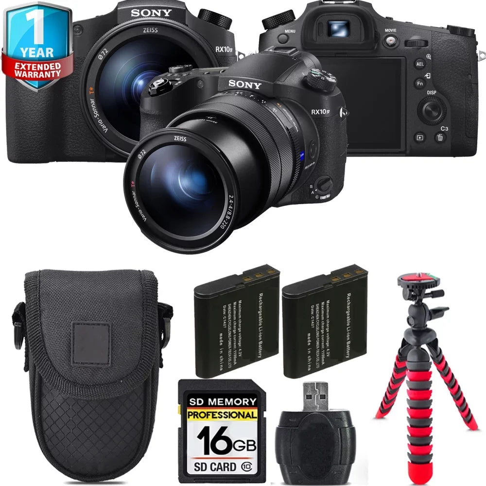 '-16GB + Warranty Cyber-shot + Yr Digital Battery DSC-RX10 Sony +1 IV Case Camera Extra