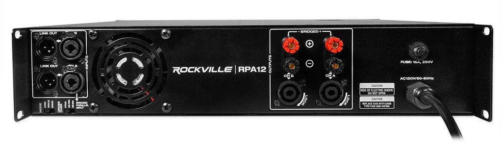 Pro PA Rockville Amplifier+Cable Subwoofer 2-Channel 18" SBG1188 Sub+5000w DJ