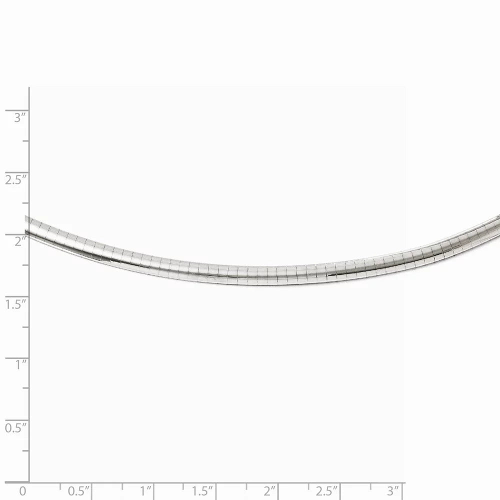 4mm Omega 14K Domed White Gold Necklace