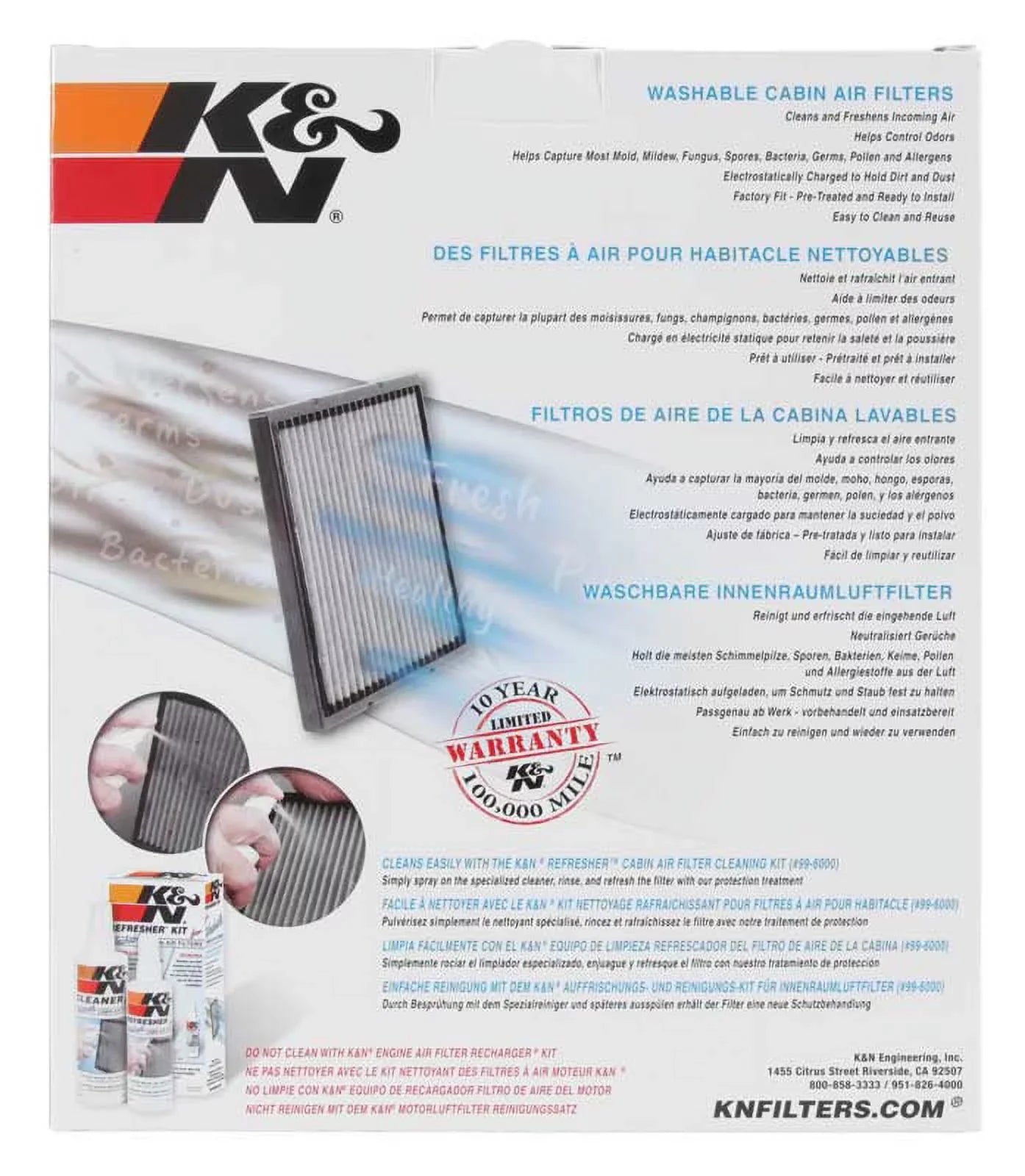 Air Hyundai & Cleans Cabin Reusable Washable and Air Filter Kia, Incoming your K&N VF2014 Freshens for