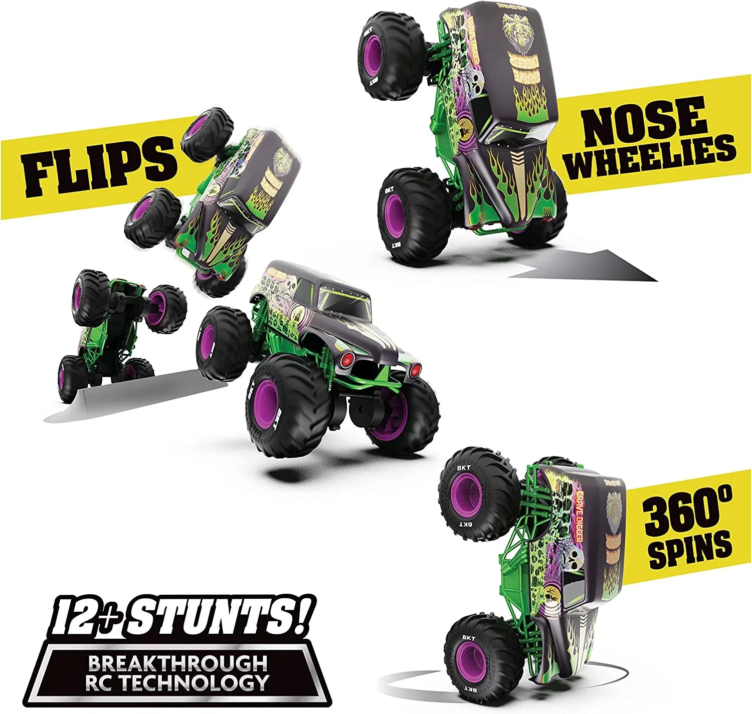 Adults, Car, Freestyle Monster Grave Monster Force, Kids for Remote Boys and 1:15 Official Toys Scale Jam, Control Digger Truck