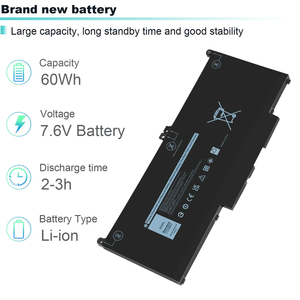 5310 7400 (2-in-1) 7300 MXV9V Battery Latitude For 5300 60Wh Laptop Dell