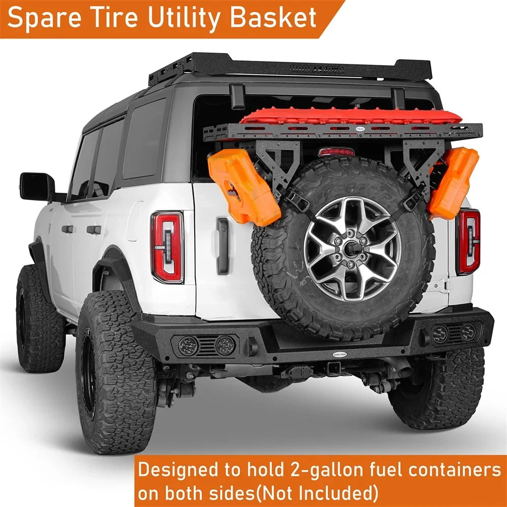 YJ Jeep Spare Wrangler Road JL 1976-2024 Bronco Tire Fit Basket Utility RV Ford Hooke TJ JK