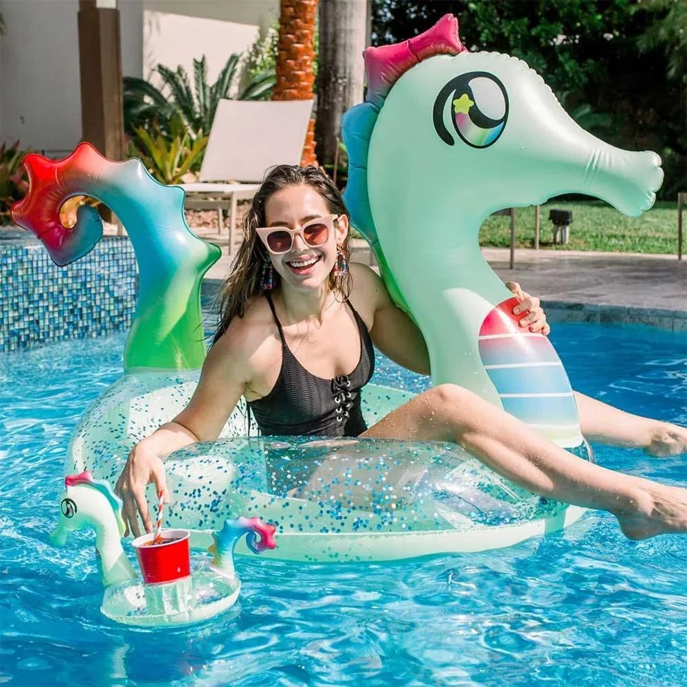 Candy Pool PC6048GSH Seahorse Holder with Float Drink Pool Glitter