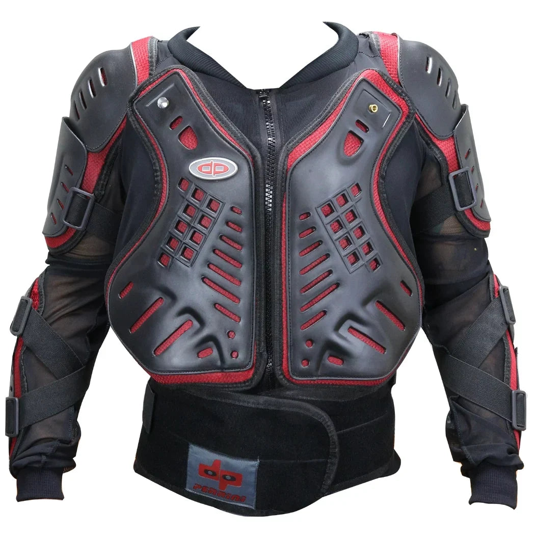 Body Armor - Red Jacket Full & CE Perrini Black Motorcycle Approved Medium