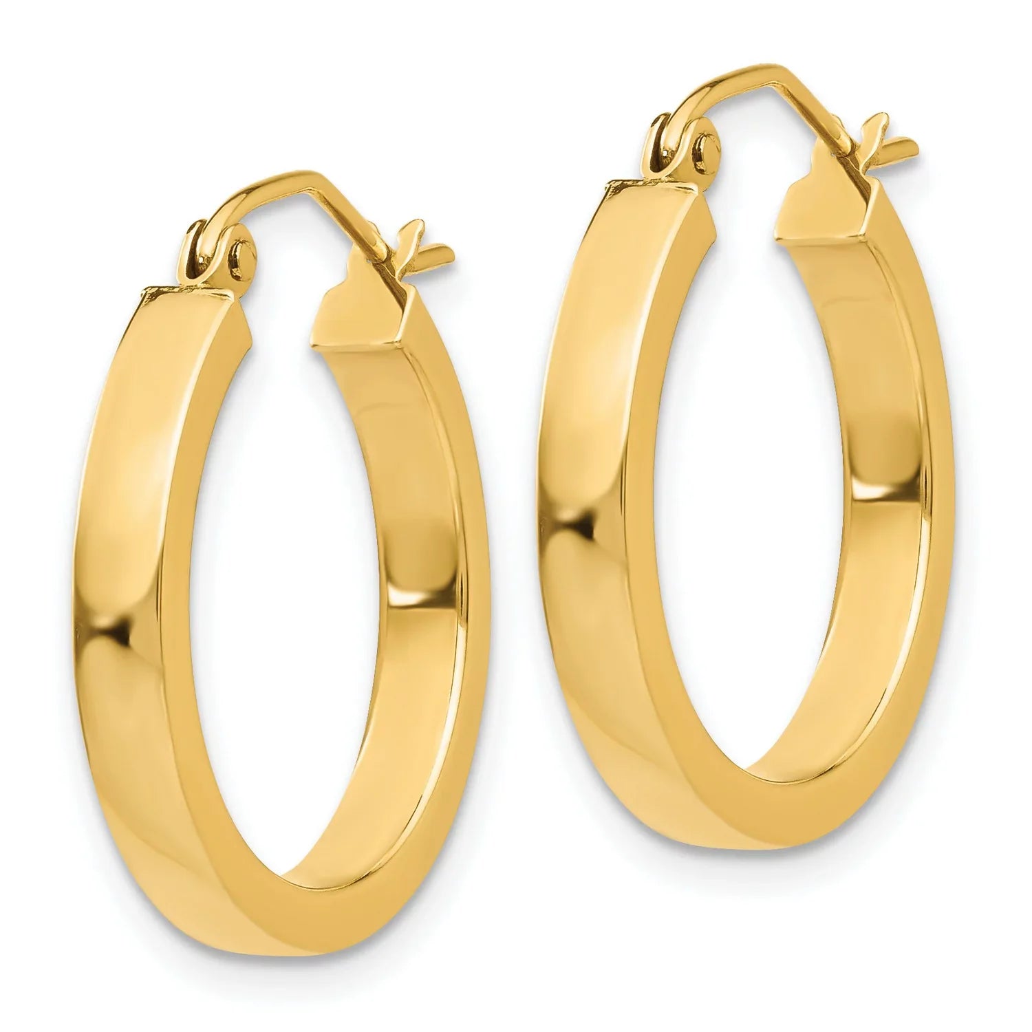 Hoop 14k in Tube Real Yellow Gold 2x3mm Rectangular Earrings