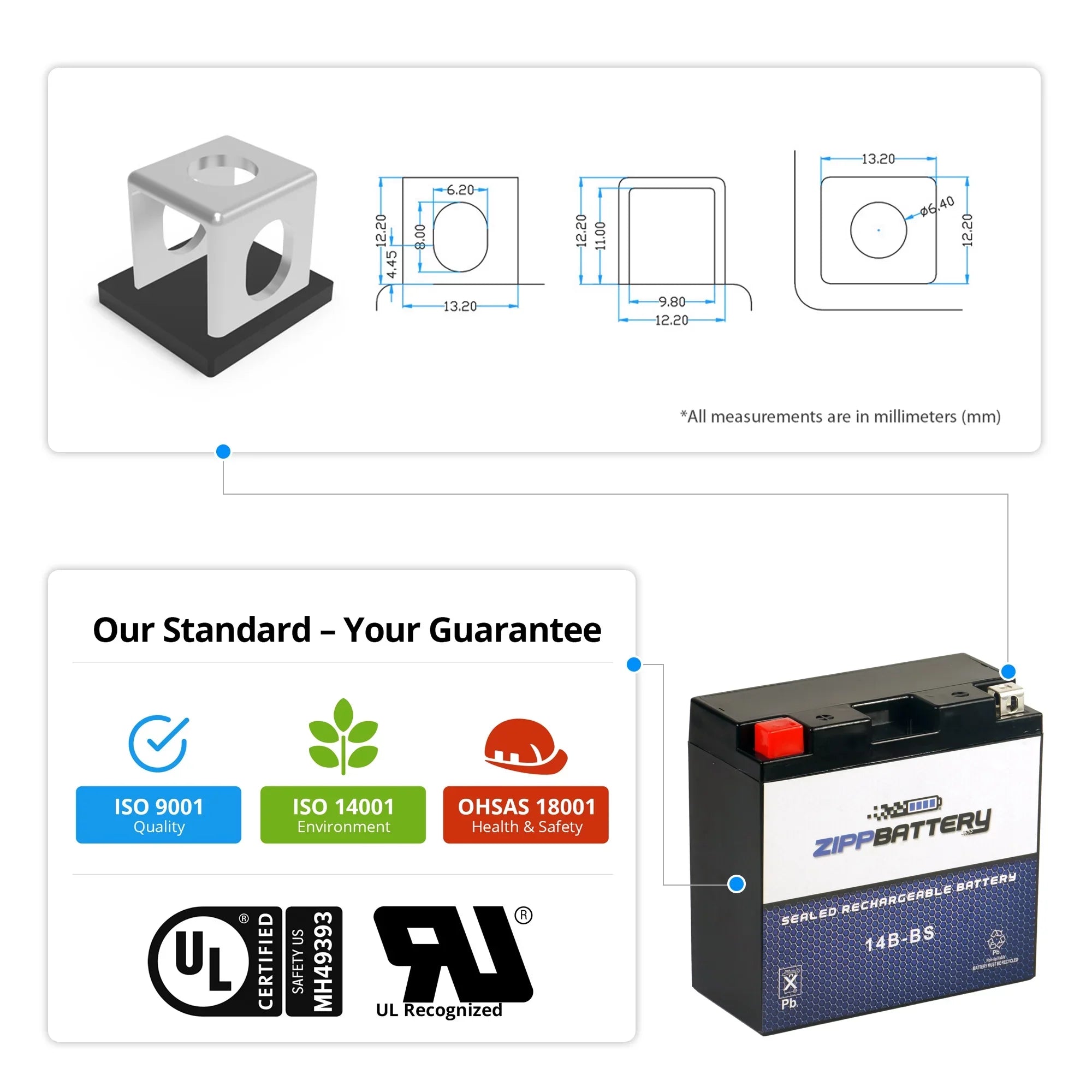 Battery CCA) Battery for Motorcycle (14B-BS YT14B-BS 135 Se Volt,12 Ah, Hyosungmotors 2009 Zipp 12 650cc Gv650