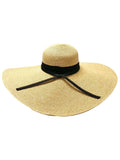 Hat With Black Hat Wide Ribbon Floppy Brim Natural Band